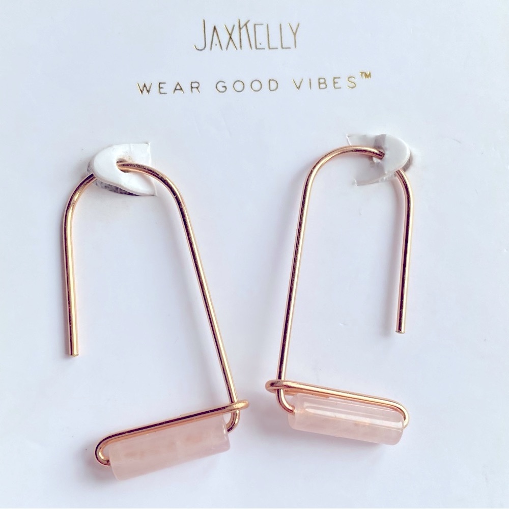 Rose Quartz Gemstone Drop Earrings by JaxKelly
